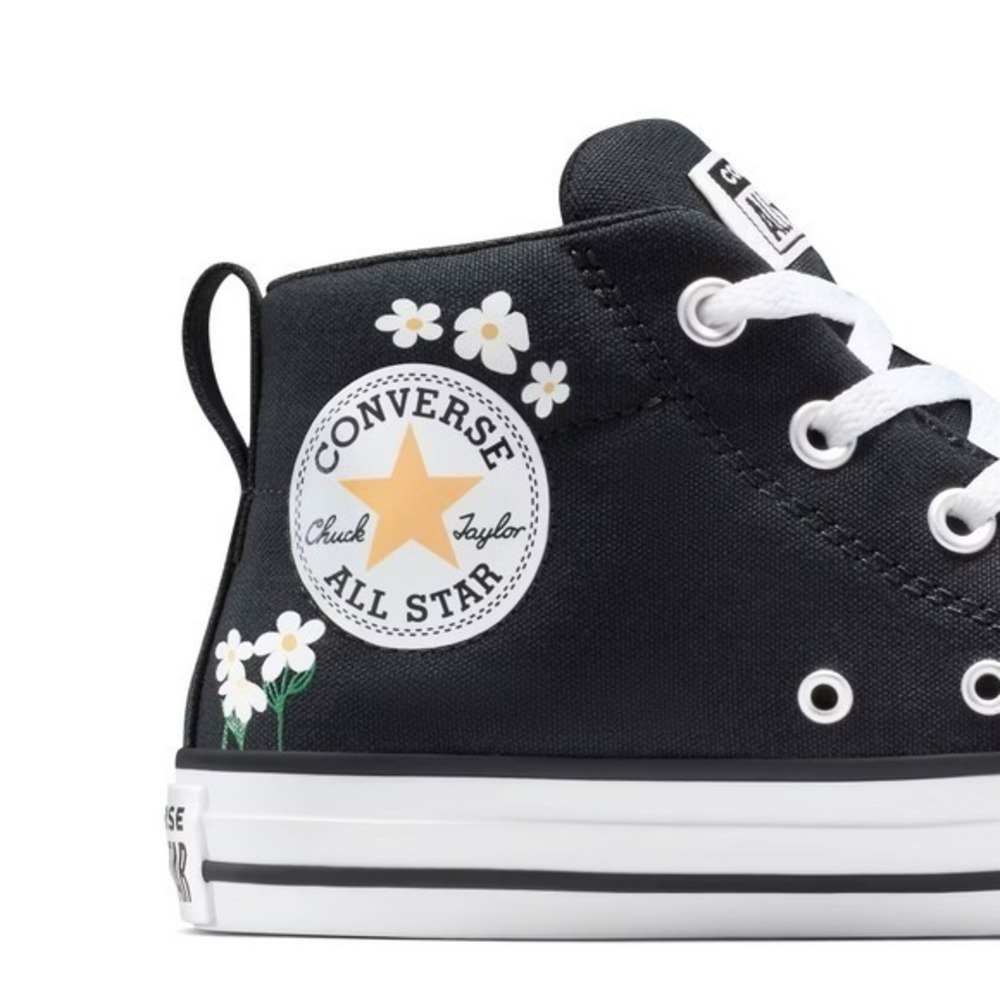 Converse Chuck Taylor All Star Street Sneaker Women's 8.5 Mid-Top Black Flowers - Picture 2 of 8